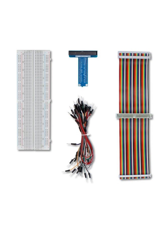 UCTRONICS GPIO Breakout Kit for Raspberry Pi - Assembled Pi T- Type Breakout + 830 Tie Points Solderless Breadboard + 40 Pin Male - Female - Male Rainbow Ribbon Cable + 65pcs Jump Wires - Image 1