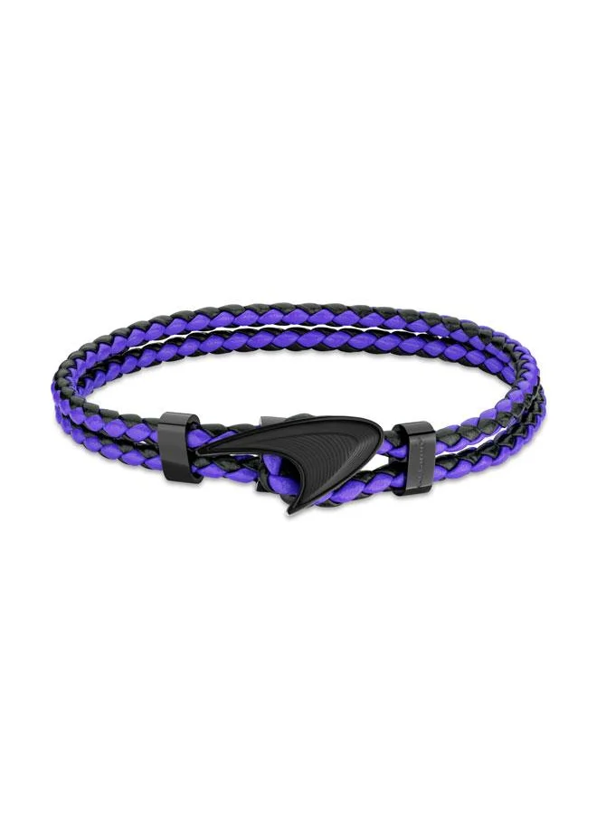 McLaren Afiliet Leather Purple and Black Bracelet for Men (Large)