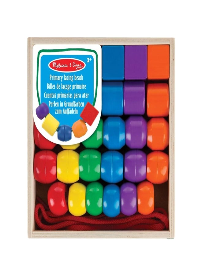Melissa & Doug Educational Wooden Lacing Beads Toy Multicolour 19.56 x 3.68 x 19.56 cm SMD6073163 - Image 1