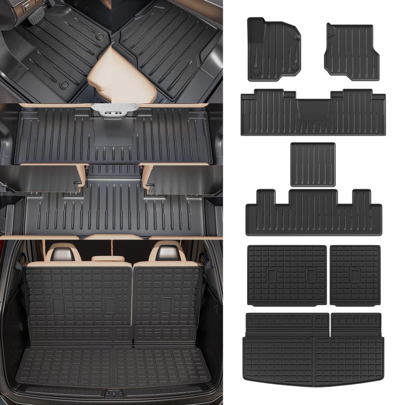 Dattumar Floor Mats Compatible with 20182025 Ford Expedition 7Seater Not Fit Max Cargo Liner Trunk Mat Back Seat Cover 2024 Expedition Accessories Trunk Mat3rd Row Backrest MatsFloor Mats