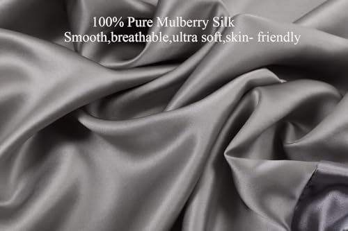 Knlpruhk Silk Bassinet Sheet 100 Pure Mulberry Silk 33x17 Universal Fit Hourglass Oval Rectangular Bassinet for Baby Hair 19 Momme 6A High Grade Fibers Ultra Soft Smooth Breathable Grey - Image 3