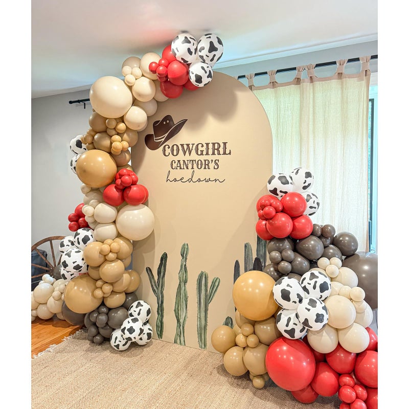 Vztipki 153 Pcs Red Brown Cow Balloon Arch Garland Kit â€“ Red,Brown,Coffee, Sand White, and Cow Print Balloons for Cowgirl, Cowboy, Baby Shower, Birthday, Western, Farm Animals Theme Party Decorations - Image 5