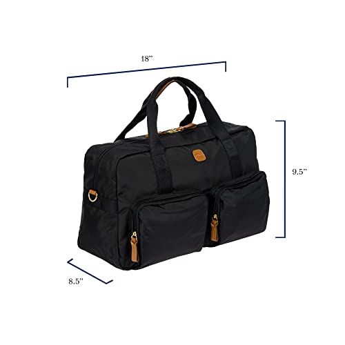 Bric's X-BAG 18-Inch Cargo Duffle Bag - Luxury Travel Bag with Luggage Sleeve - Carry On Bag and Weekender Bag Made from Durable Satin Nylon - Black - Image 2