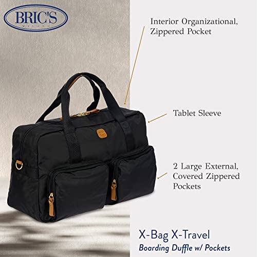 Bric's X-BAG 18-Inch Cargo Duffle Bag - Luxury Travel Bag with Luggage Sleeve - Carry On Bag and Weekender Bag Made from Durable Satin Nylon - Black - Image 3