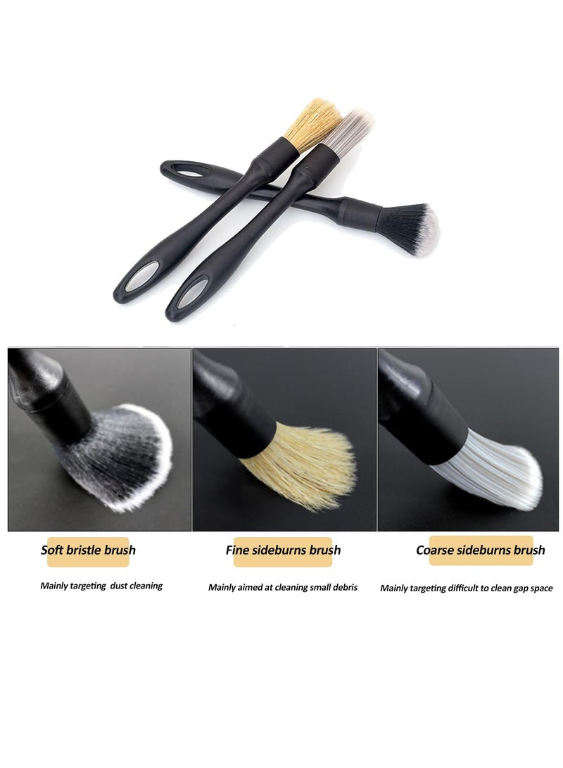 SYOSI Car Detailing Brush Set 3 Pack Auto Detail Brush Kit with 3 PCS Replacement Brush Head and 3 Hooks Soft No Scratch Detailing Brush Car Duster Brushes for Dashboard Engine Bay Air Vents Leather Seat  - Image 2