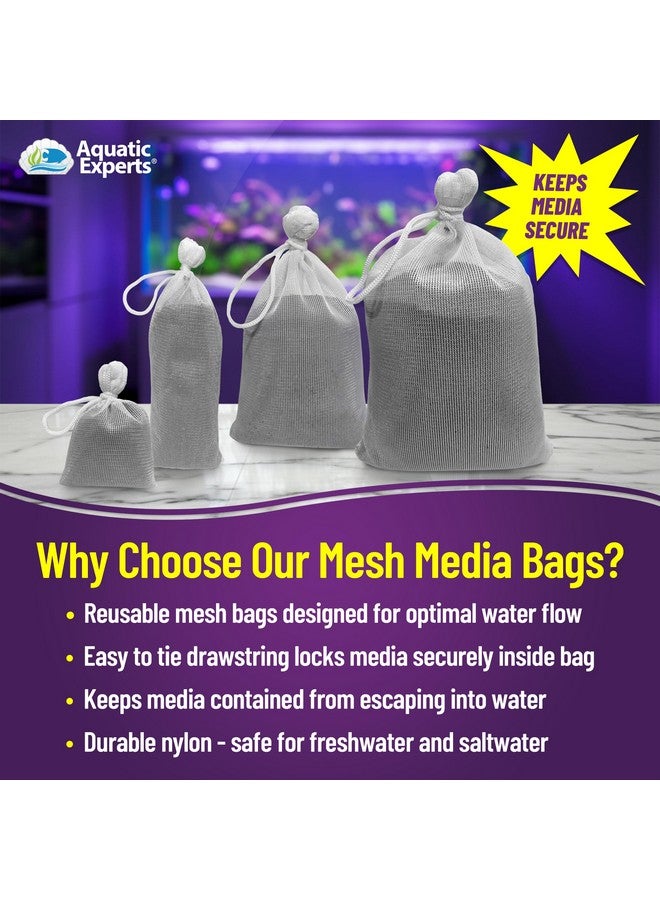 Aquatic Experts Fine Aquarium Media Bag, Durable Drawstring Bags for Fish Tank Filters, 450 Micron Mesh, (Fine, 3"x 8" - 4 Pack) - Image 2