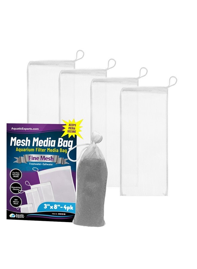 Aquatic Experts Fine Aquarium Media Bag, Durable Drawstring Bags for Fish Tank Filters, 450 Micron Mesh, (Fine, 3"x 8" - 4 Pack) - Image 1