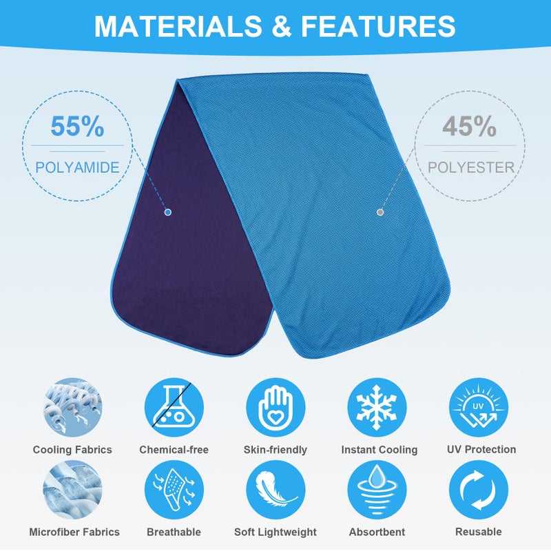 U-pick Cooling Towels (40"x12"),Cooling Towel for Neck and Face,Soft Breathable Ice Towel for Gym,Yoga,Workout,Sport,Camping,Cruise - Image 2