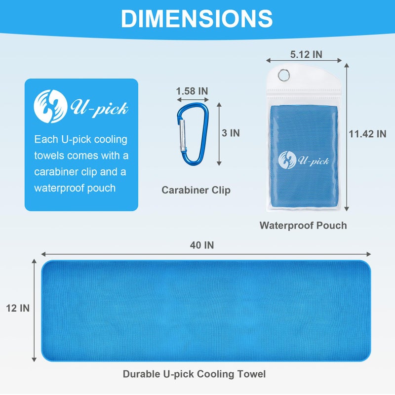 U-pick Cooling Towels (40"x12"),Cooling Towel for Neck and Face,Soft Breathable Ice Towel for Gym,Yoga,Workout,Sport,Camping,Cruise - Image 3