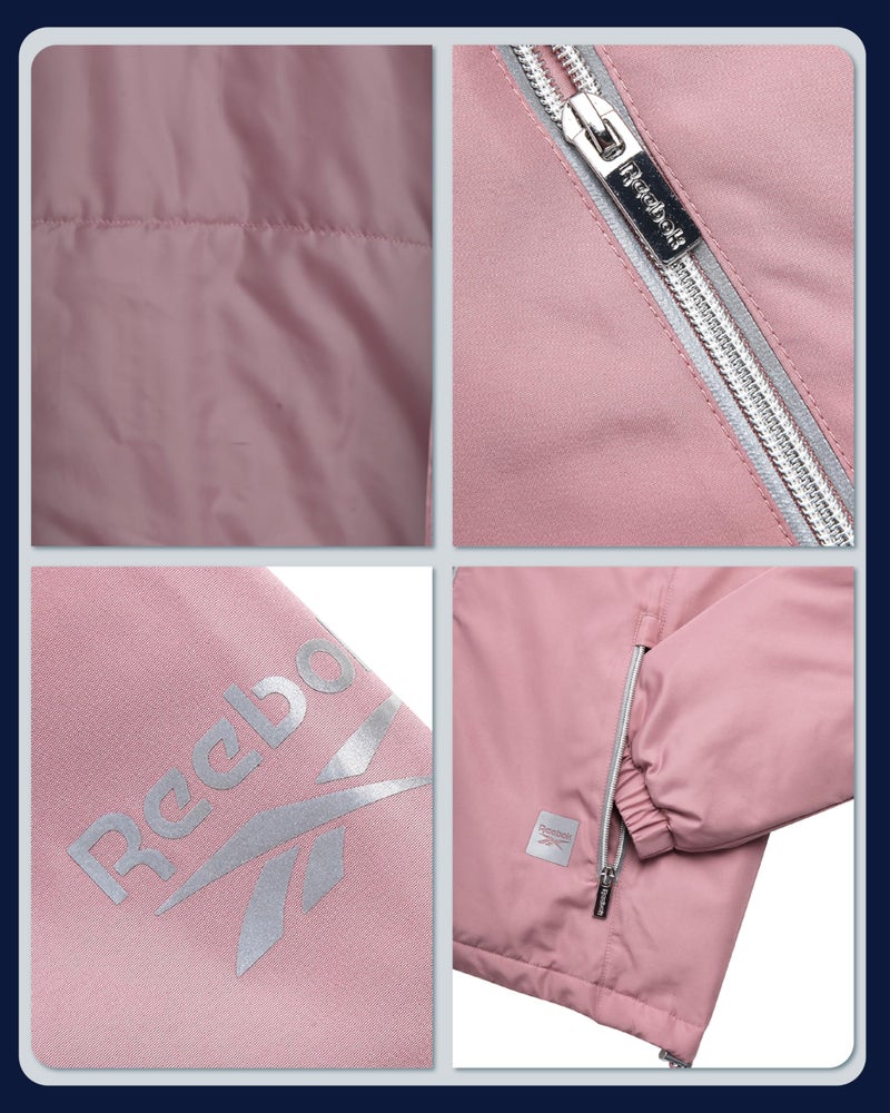 Reebok Womens Windbreaker Jacket - Lightweight Wind Water Resistant Insulated Zip Up Jackets for Women with Pockets & Hood, Size Small, Dusty Rose - Image 3