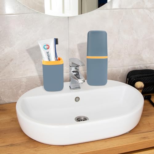 COMNICO Travel Toothbrush Cup Case Portable PP Seal Tooth Brush Holders Cover Multi-Function Toothpaste Storage Container Cup for Home School Camping Business Trip Bathroom - Image 3