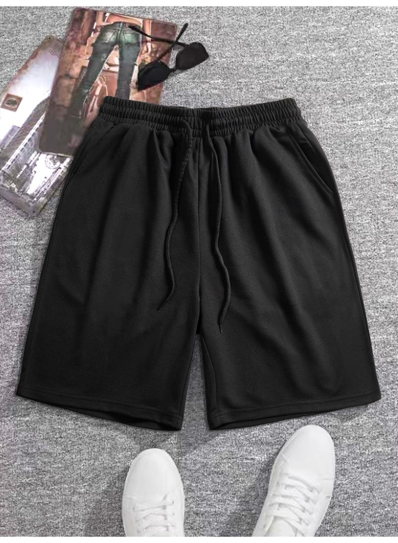 Men's Black Sports Shorts Casual Sweat Shorts Elastic Waist Activewear Gym Shorts For Men - Image 3