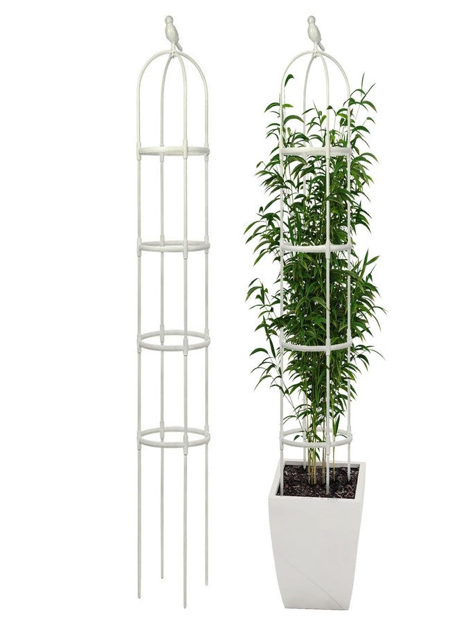 CJGQ Garden Trellis for Climbing Plants, Rustproof Metal Pipe with Heavy Duty 6ft, Garden Outdoor Indoor Potted Plant Support（White）… - Image 1