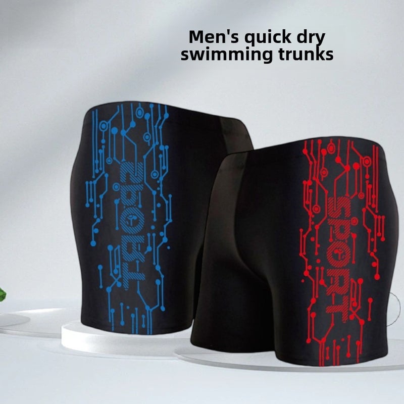 Swimming Men's Beach Trunks Boxer Large Size Hot Spring Seaside Fashion Adult Swimming Trunks Anti-Embarrassment Quick-Drying Swimsuit Comfortable(601 Red, XL recommendation 45.00 kg-55.00 kg) - Image 1