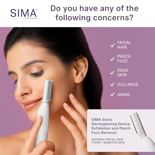 SPA SCIENCES - SIMA Patented Dermaplane Razor for Women Face – Painless 2-in-1 Facial Exfoliation & Peach Fuzz Hair Removal – Anti-Aging – 3 Speeds – Rechargeable – 7 Weeks Treatment - Image 3