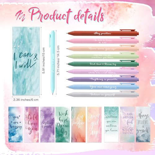 Quelay 30 Set Motivational Employee Appreciation Gifts Bulk Inspiring Quote Bookmarks Inspirational Pens for Women Team Building Gifts Thank You Gift for Nurse Coworker Staff Office(Inspirational) - Image 2