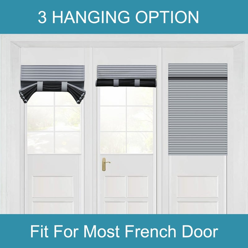 Muamar Door Window Curtains  Privacy Self Adhesive Curtains for Window  Grey 30 X 40 Inch French Door Blinds for Glass Door  Thermal Insulated Tie Up Blackout Shades for Window  1 Panel - Image 5