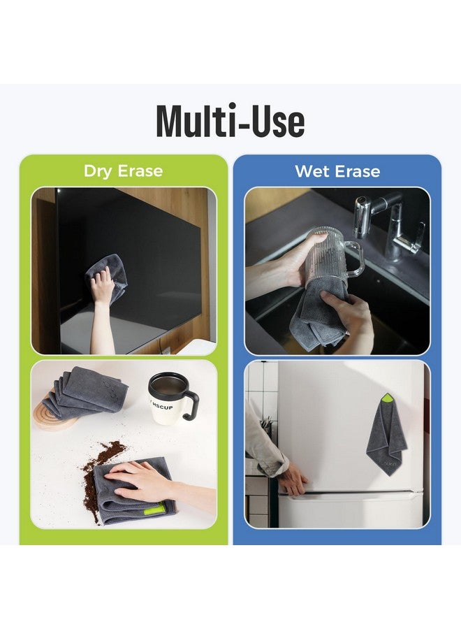 loukin 2 Pack Magnetic Cleaning Cloth,Microfiber Dry Erase Eraser,Washable Whiteboard Cleaning Cloth for Classroom, Home and Office,Gray, 12" x 12" - 3.4 fl oz Whiteboard Cleaner Included - Image 5