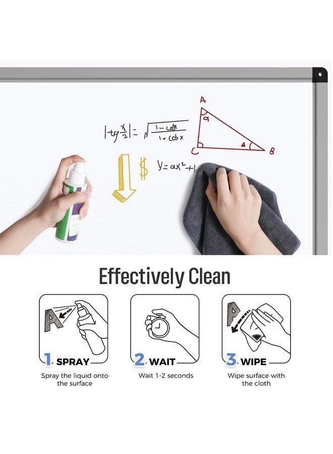 loukin 2 Pack Magnetic Cleaning Cloth,Microfiber Dry Erase Eraser,Washable Whiteboard Cleaning Cloth for Classroom, Home and Office,Gray, 12" x 12" - 3.4 fl oz Whiteboard Cleaner Included - Image 3