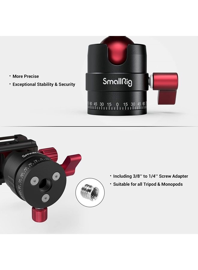 SmallRig Tripod Ball Head 360 Degree Rotating Panoramic Ballhead with 1/4 inch Quick Shoe Plate, Max Load up to 5 kg/ 11lb, for Tripod Monopod Slider DSLR Camera Camcorder - 3034 - Image 3
