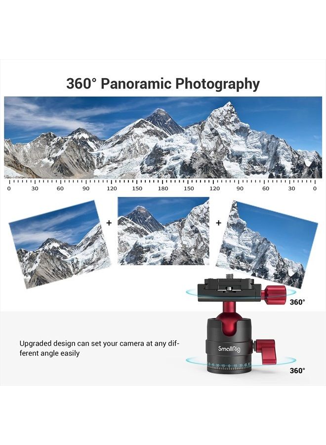 SmallRig Tripod Ball Head 360 Degree Rotating Panoramic Ballhead with 1/4 inch Quick Shoe Plate, Max Load up to 5 kg/ 11lb, for Tripod Monopod Slider DSLR Camera Camcorder - 3034 - Image 4