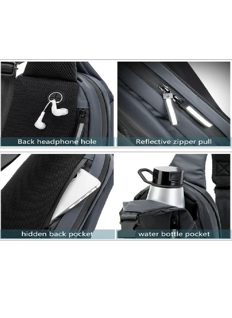 TINYAT Tinyat Crossbody Bag for Men Black Sling bag Anti Theft Waterproof Shoulder Backpack for Outdoor Hiking  - Image 5