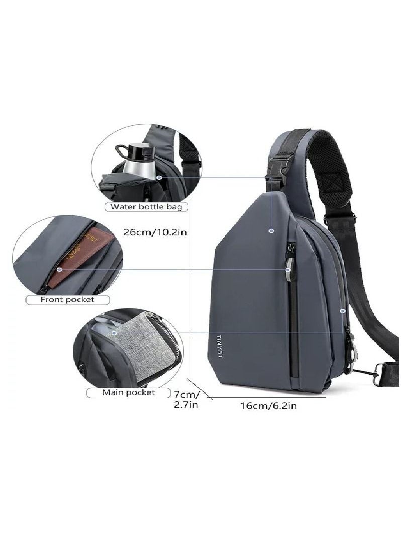 TINYAT Tinyat Crossbody Bag for Men Black Sling bag Anti Theft Waterproof Shoulder Backpack for Outdoor Hiking  - Image 4