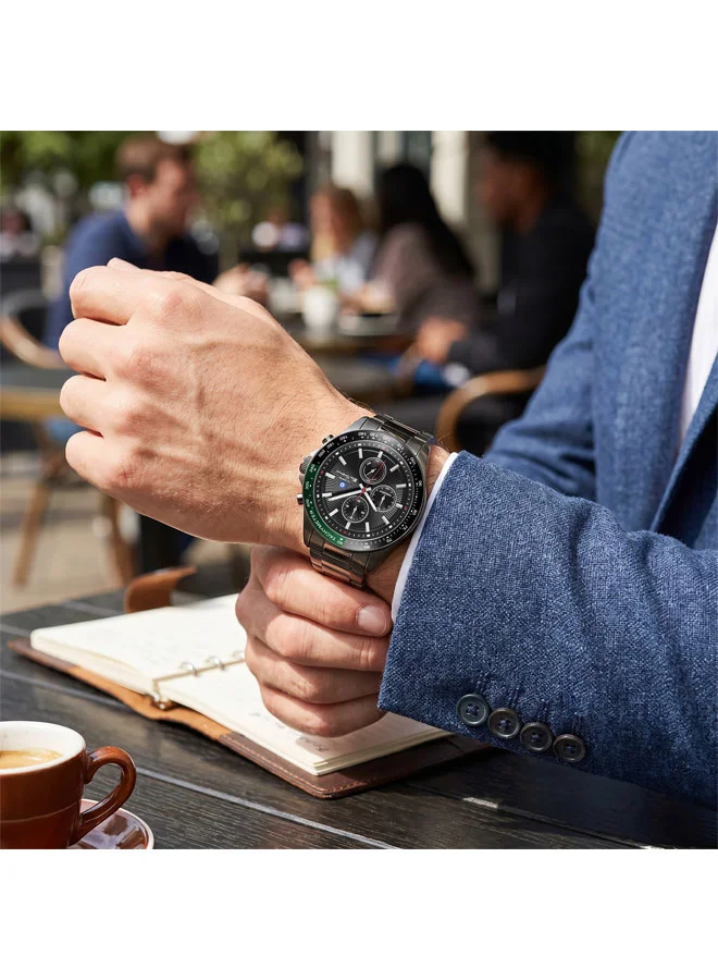 Ben Sherman Black Winchester Black Dial Gunmetal Stainless Steel Bracelet Chronograph Watch for Men, 43.2mm for Men | Best Price UAE