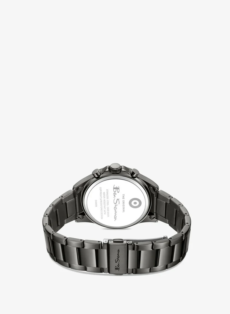 Ben Sherman Black Winchester Black Dial Gunmetal Stainless Steel Bracelet Chronograph Watch for Men, 43.2mm for Men | Best Price UAE