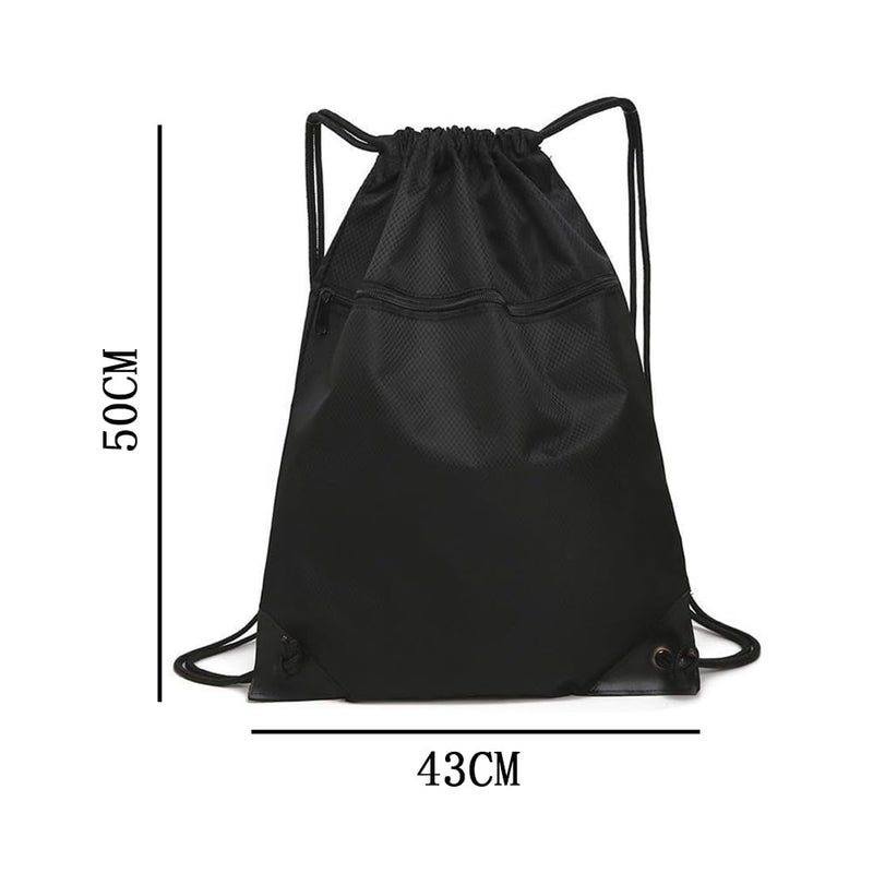 TRKETK Drawstring Sports Bag, Large Training Bag Swimming Sports Bag Waterproof PE Bags for Women Men Drawstring Bag for Travel Beach School Sport Gym (Black) - Image 2