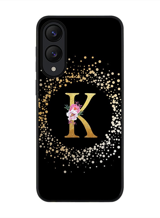 Stylizedd For Samsung Galaxy S25 Edge Case,Slim fit Camera Protection, Shockproof Thin Phone cover  - Custom Monogram Floral - K ( Black )