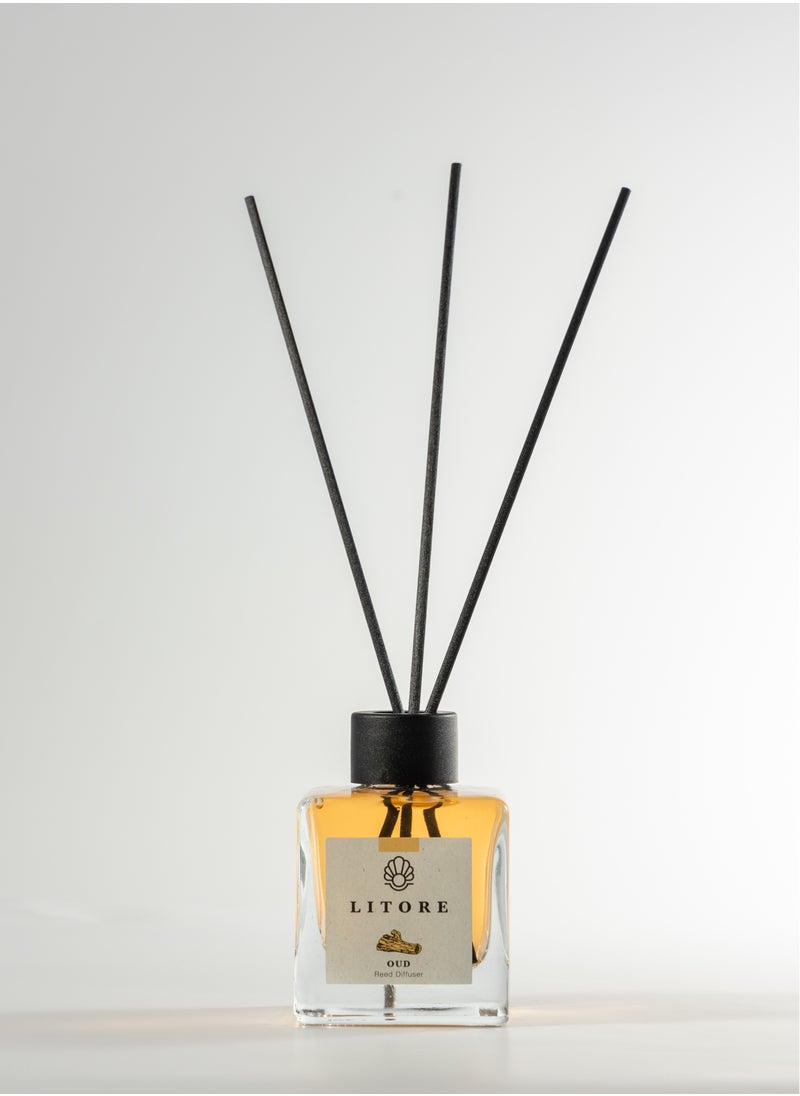 Litore Litore Reed Diffuser - Oud Fragrance, 100ml | Long-Lasting Home Fragrance | Natural & Elegant Room Diffuser  - Image 2
