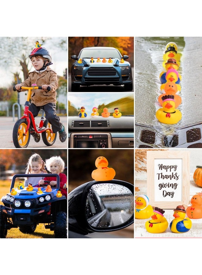 FUN LITTLE TOYS 12 PCS Thanksgiving Rubber Ducks in Bulk for Kids, Assorted Turkey & Pilgrim Toy Duckies for Bath Toys, Party Favors, Themed Bathtub Toys - Image 2