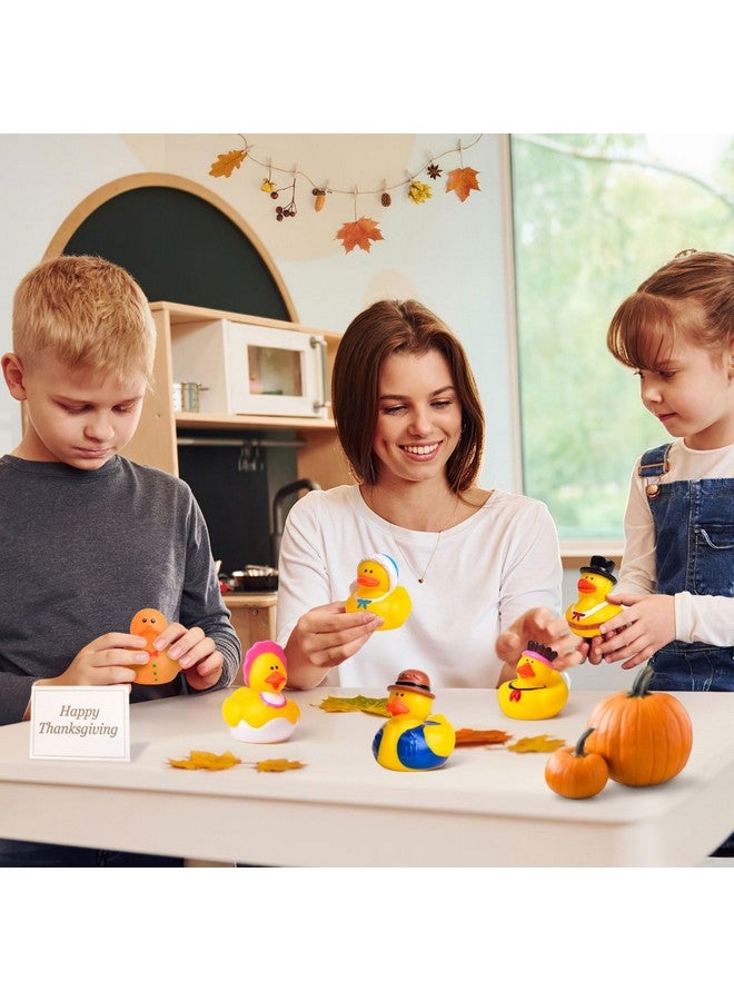 FUN LITTLE TOYS 12 PCS Thanksgiving Rubber Ducks in Bulk for Kids, Assorted Turkey & Pilgrim Toy Duckies for Bath Toys, Party Favors, Themed Bathtub Toys - Image 4