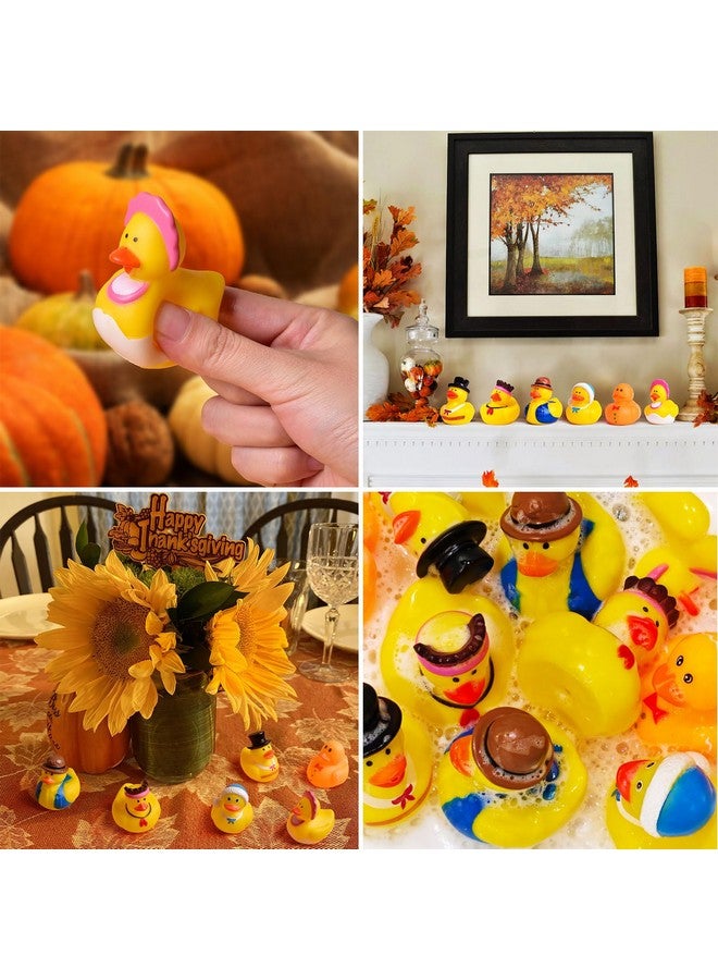 FUN LITTLE TOYS 12 PCS Thanksgiving Rubber Ducks in Bulk for Kids, Assorted Turkey & Pilgrim Toy Duckies for Bath Toys, Party Favors, Themed Bathtub Toys - Image 5