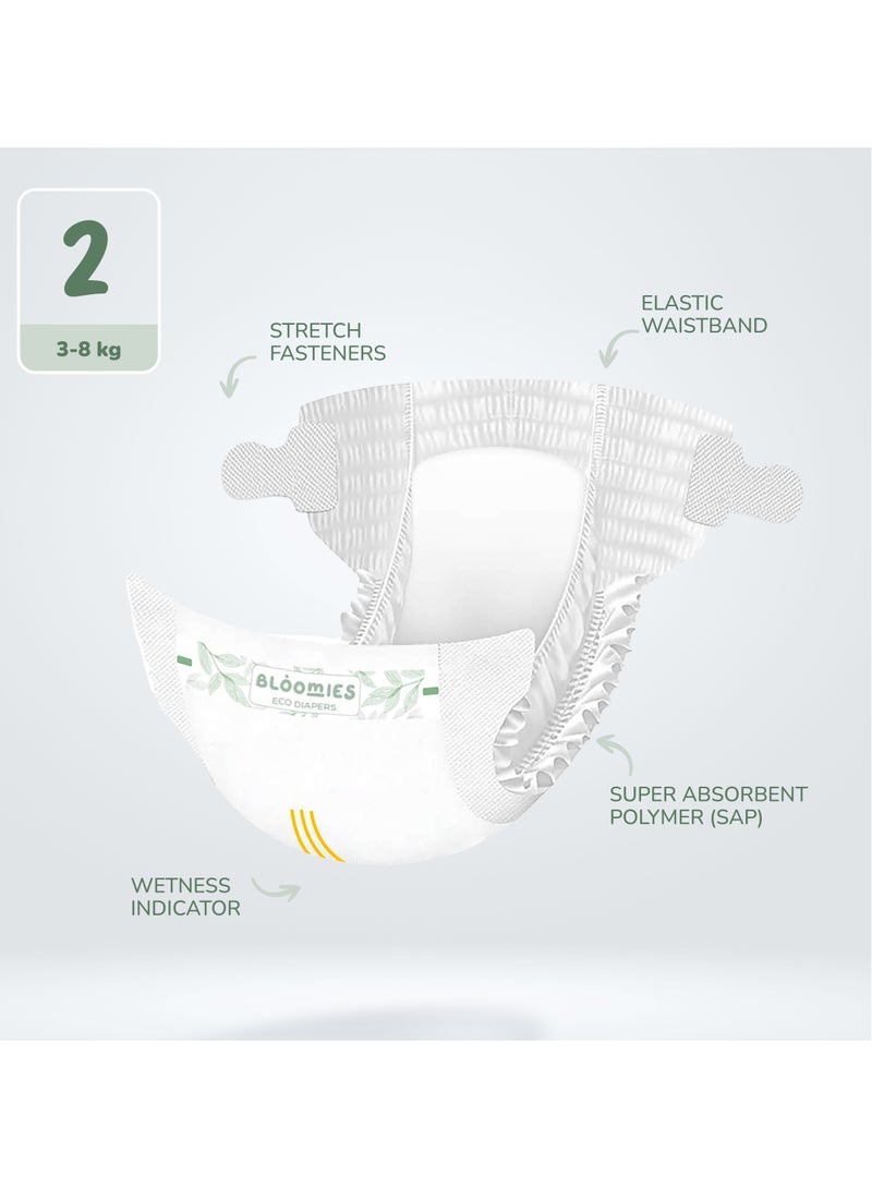 Bloomies Organic Bamboo Baby Diapers Size 2 (3-8kg baby) 66pcs (22X3) Bundle| Eco-friendly, Hypoallergenic, Non-toxic, Breathable Nappies  - Image 2