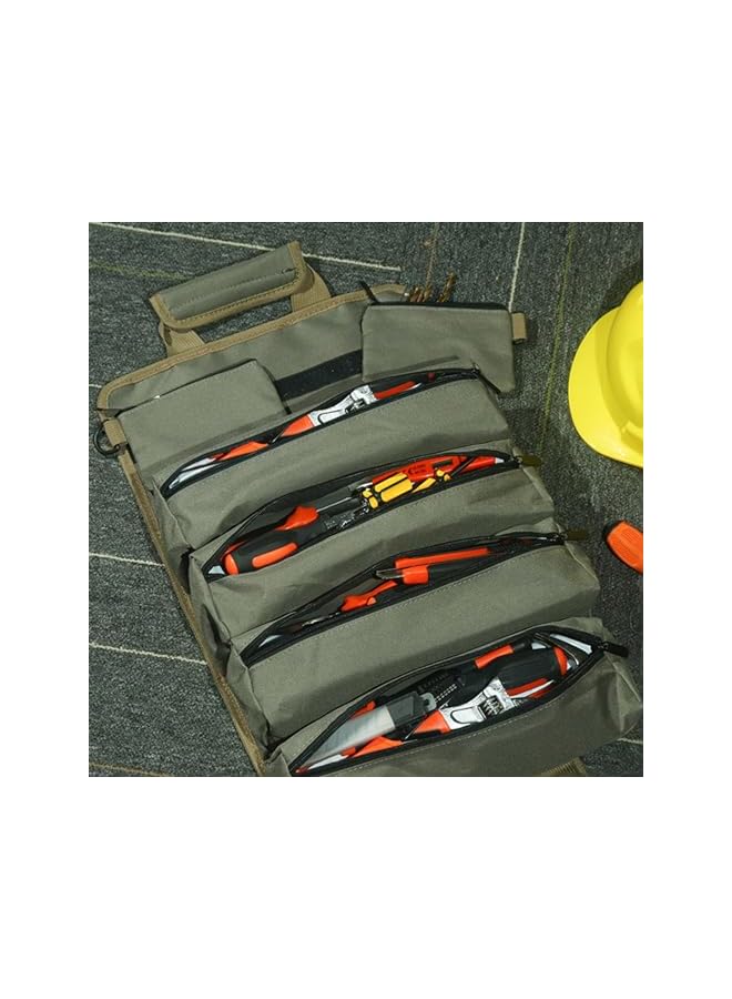 jaexest Tool Bag Roll Up – Heavy Duty Tool Organizer with 2 Detachable Zipper Pouches | Portable Roll-Up Tool Storage for Men – Great Gift for Dad, Husband, Mechanic, Electrician & DIY Enthusiast – Black - Image 5
