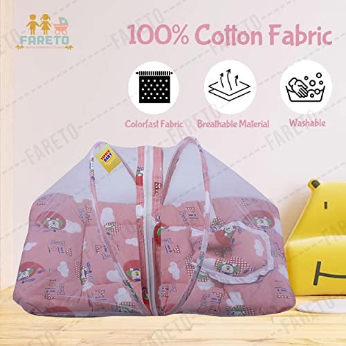 Fareto Cotton Baby Modern Mattress With Mosquito Net(0-6 Months) (Peach) - Image 5