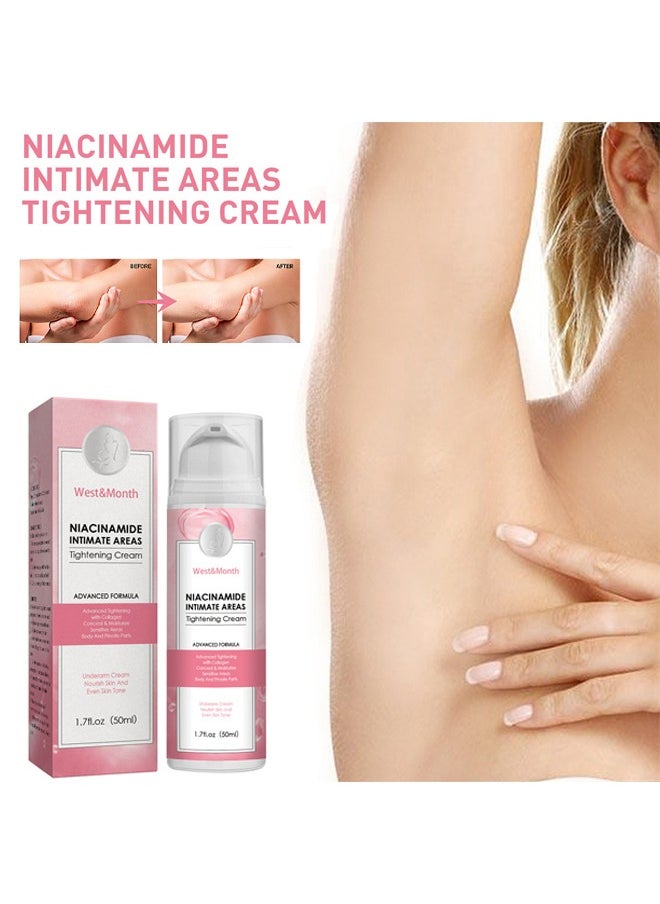 West&Month - Niacinamide Intimate Areas Tightening Cream-Dark Spot Remover, Underarm Cream, Neck, Back, Legs, Elbows, Private Areas, Premium Botanical Ingredients 50ml - Image 1