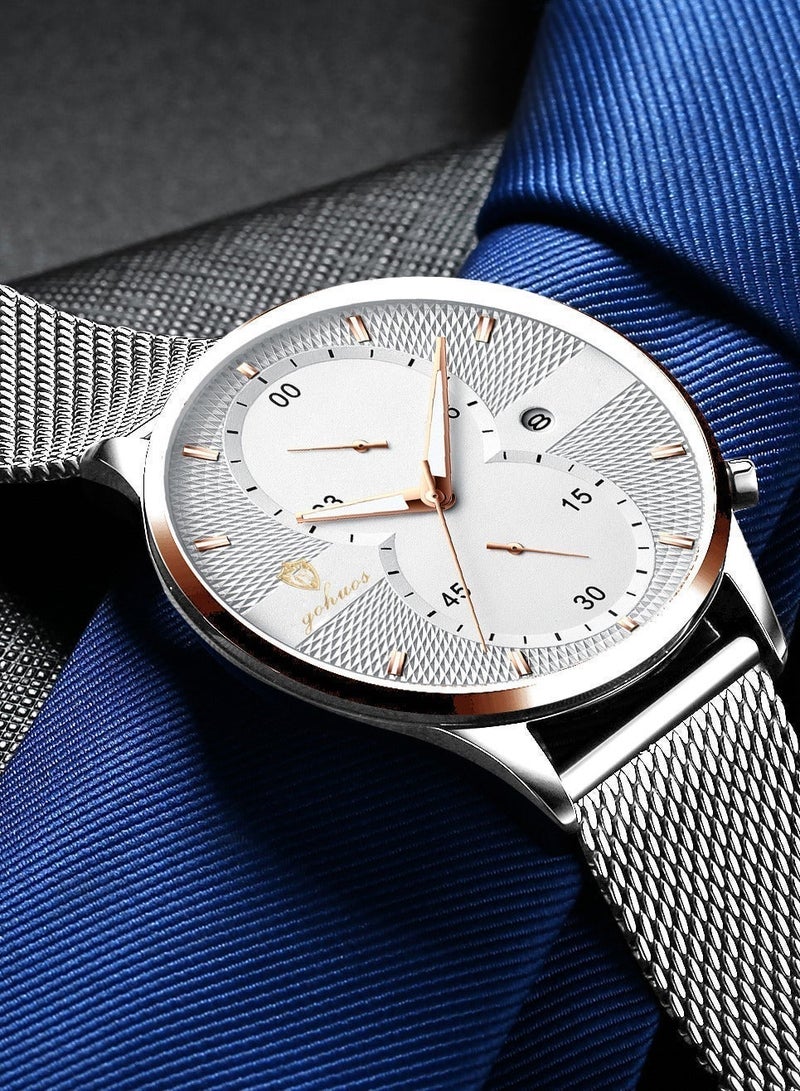 GOHUOS Men Watches Top Brand Luxury Waterproof Date Clock Male  Stainless Steel Strap Casual Quartz Watch Sports Wrist Watch Men - 45mm - Image 5