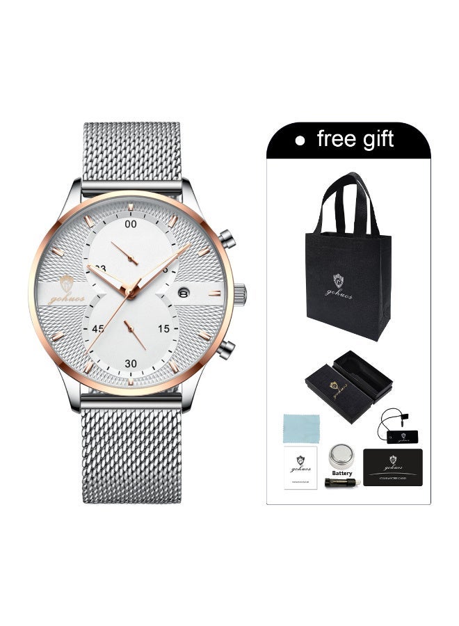 GOHUOS Men Watches Top Brand Luxury Waterproof Date Clock Male  Stainless Steel Strap Casual Quartz Watch Sports Wrist Watch Men - 45mm - Image 3