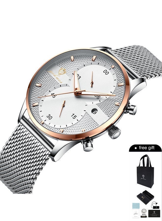 GOHUOS Men Watches Top Brand Luxury Waterproof Date Clock Male  Stainless Steel Strap Casual Quartz Watch Sports Wrist Watch Men - 45mm - Image 4