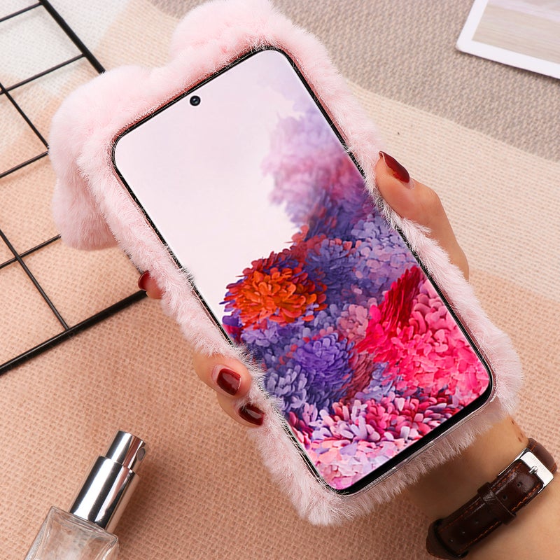 2pcs Plush Phone Cover Ear Four Seasons All- Warm Rhinestone Camera Frame TPU Phone Case Phone Shell Compatible with LG ( ) - Image 4