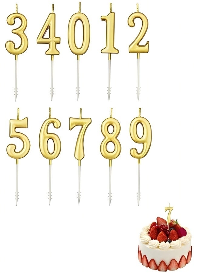 10 Pcs Numeral Birthday Candles Set Glitter Cake Candles Cupcake Candles for Birthday Wedding And Lucky Party Cake Decorations with Golden Color - Image 1