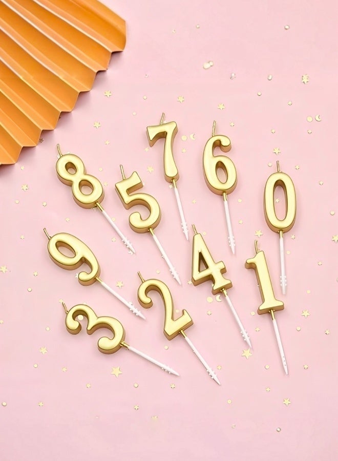 10 Pcs Numeral Birthday Candles Set Glitter Cake Candles Cupcake Candles for Birthday Wedding And Lucky Party Cake Decorations with Golden Color - Image 2
