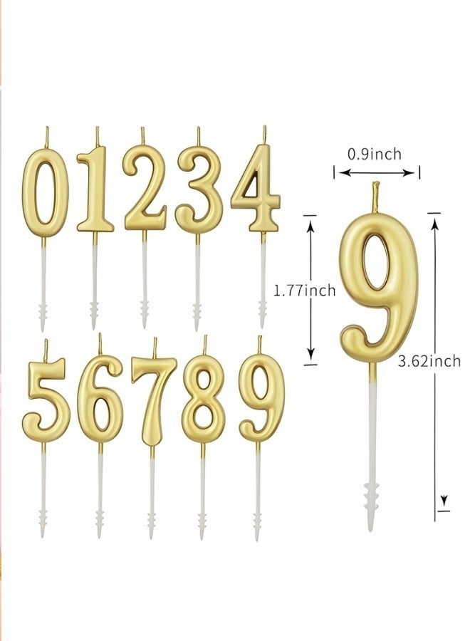 10 Pcs Numeral Birthday Candles Set Glitter Cake Candles Cupcake Candles for Birthday Wedding And Lucky Party Cake Decorations with Golden Color - Image 5