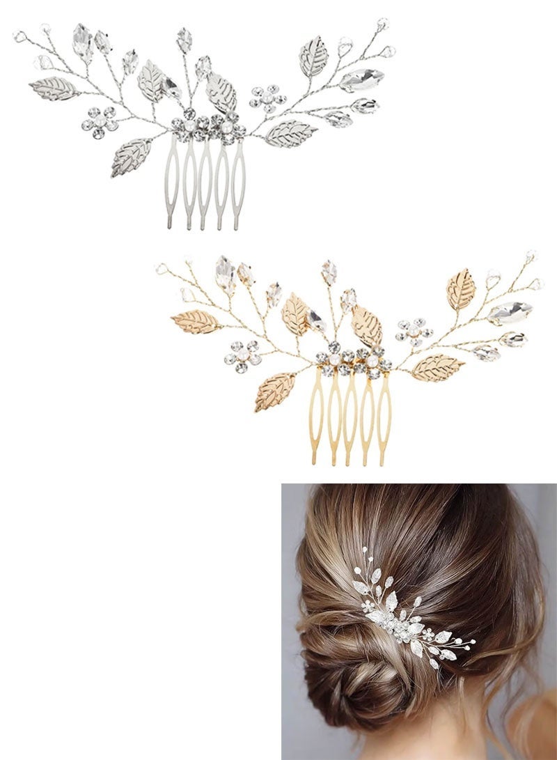 Bride Crystal Wedding Hair Comb – Rhinestone Bridal Headpiece, Elegant Hair Accessories for Women and Girls (2PCS) - Image 1