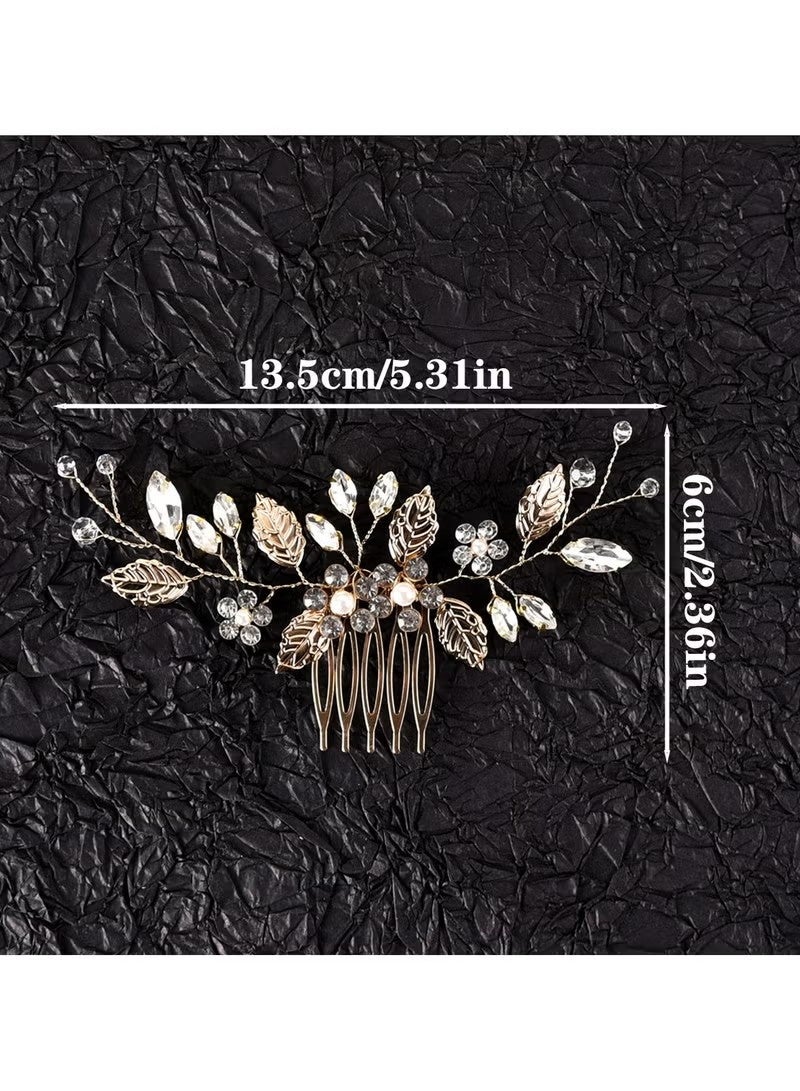 Bride Crystal Wedding Hair Comb – Rhinestone Bridal Headpiece, Elegant Hair Accessories for Women and Girls (2PCS) - Image 2