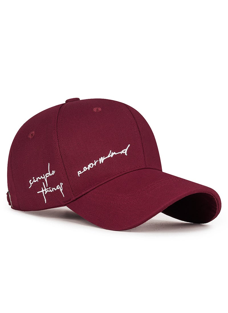 Generic Unisex Letter Embroidery Baseball Cap wine red 