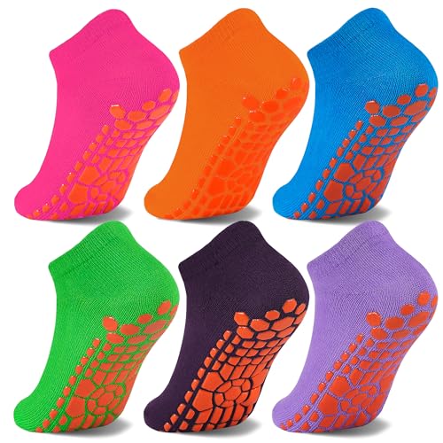 Tphon Boys Non Slip Trampolines Socks with Grips Ankle Socks for Toddler Girls Low Cut Athletic Socks for Sports Games 6 Pairs - Image 1